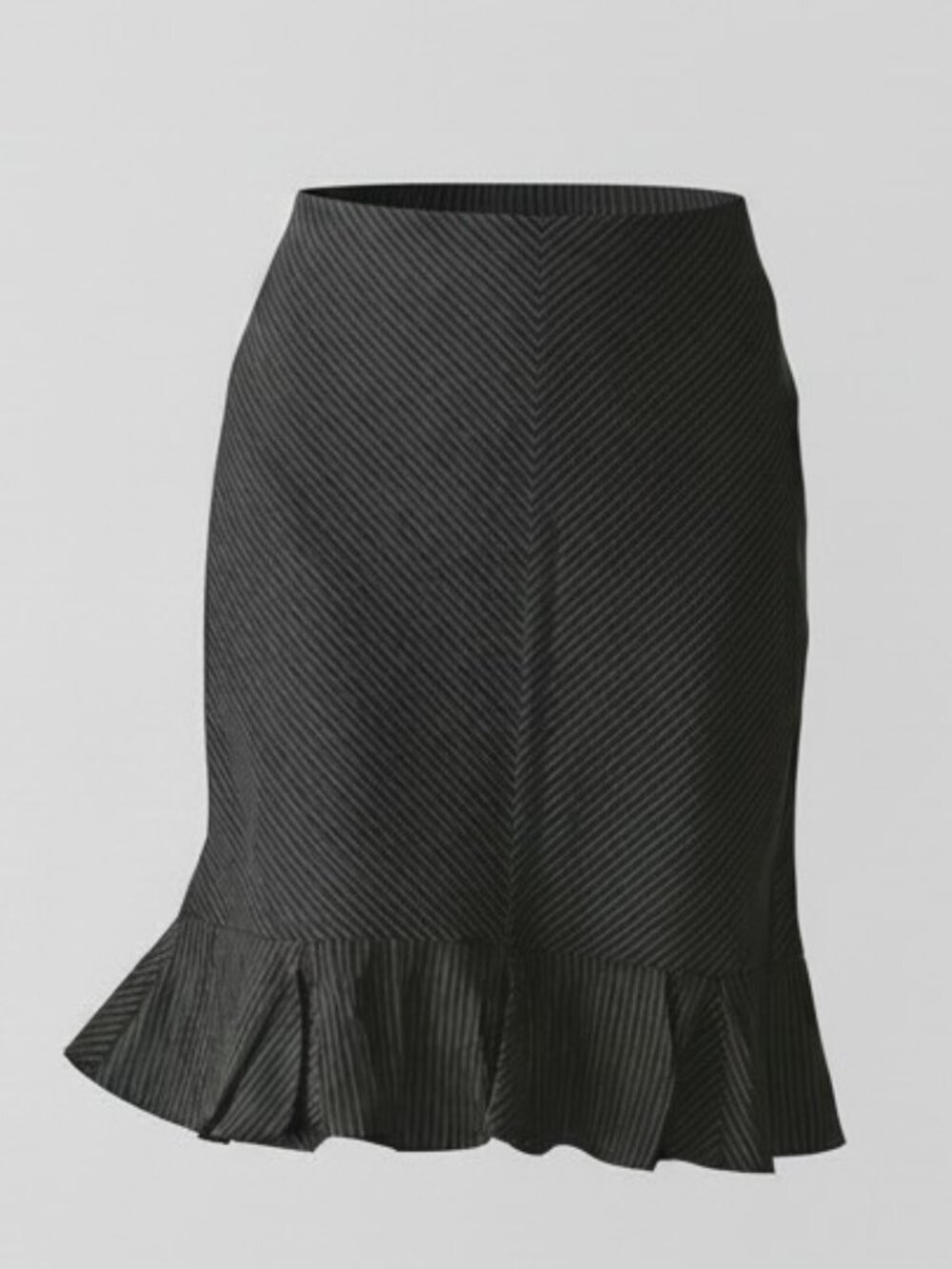Krazy Larry by Jacob Skirt Size 4 Black White Pinstripe Ruffle Flounce Stretch